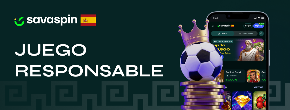 Símbolo de advertencia y responsabilidad en el juego en Savaspin