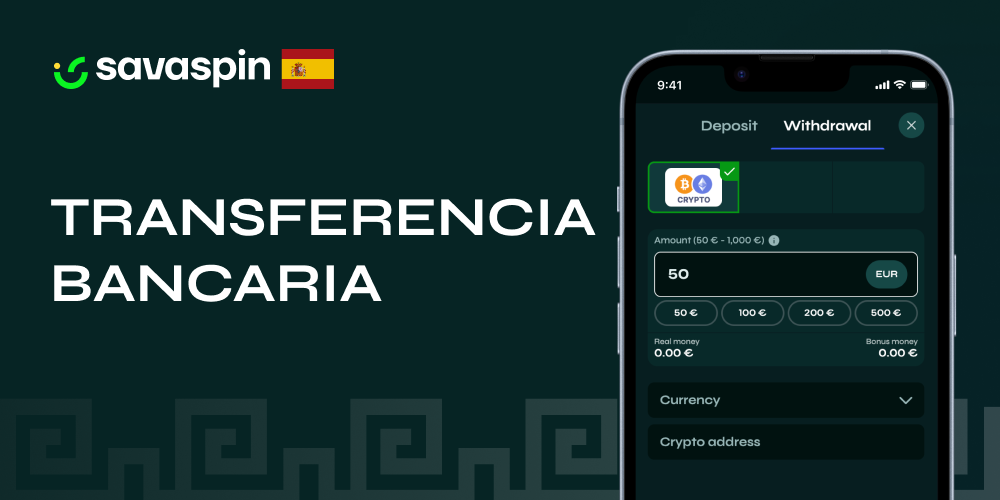 Transferencia bancaria tradicional como método de retiro en Savaspin
