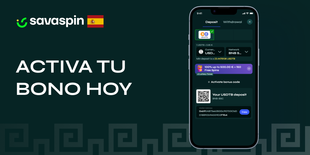 Usuario haciendo clic para activar un bono en su cuenta de Savaspin