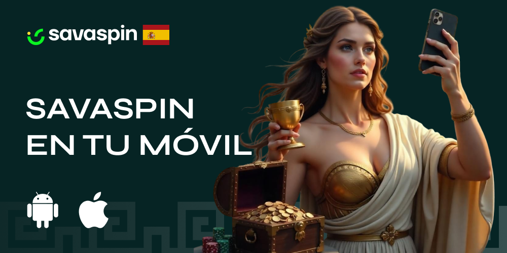 Aplicación de Savaspin abierta en un smartphone con juegos visibles